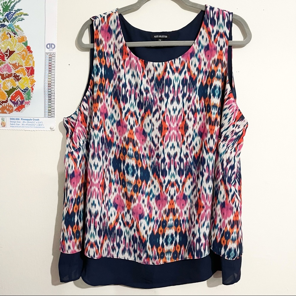 ALICE COLLECTION Faux Tye Dye Print Sleeveless Top Size 2X